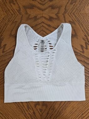 bebe White Cutout Active Bra